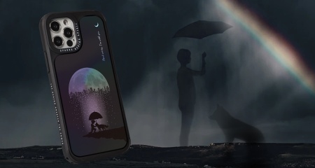 Чехол для смартфона DPARKS Мальчик с собакой под зонтом темно-зеленый